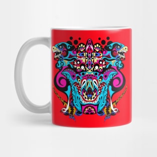 the kaiju pattern in mandala ecopop art Mug